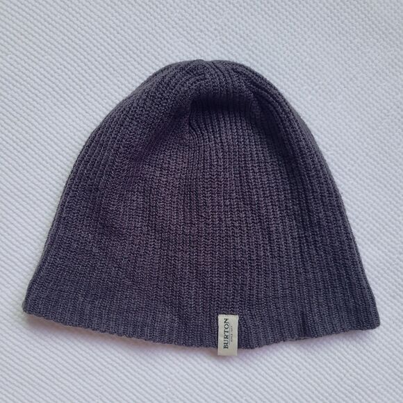 BURTON Charcoal Gray Ribbed Beanie Hat One Size Snow Ski Winter - Picture 1 of 4